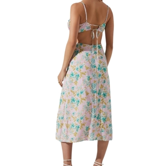 Astr The Lable Verana Pink Turquoise Floral Midi Slip Dress - Size Small - Picture 4 of 9